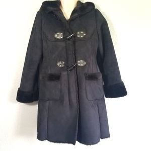 Rothschild Girl's Black Fur Suede Winter Coat